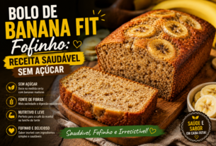Bolo de banana fit fofinho sem açúcar com bananas maduras