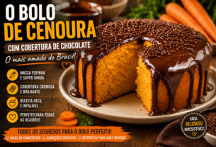 Bolo de cenoura fofinho com cobertura cremosa de chocolate