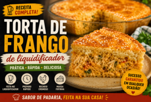 Torta de frango de liquidificador com massa fofinha e recheio cremoso