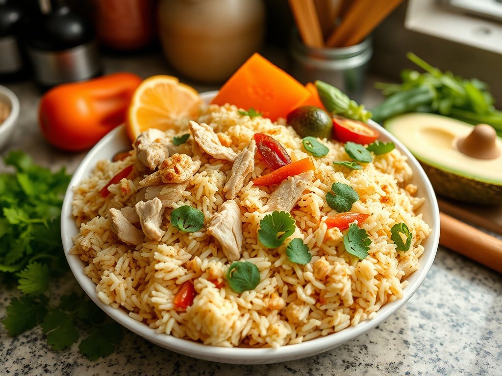 Ingredientes do arroz caldoso com frango