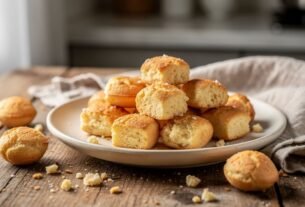 Biscoito de queijo sem farinha de trigo assado e crocante