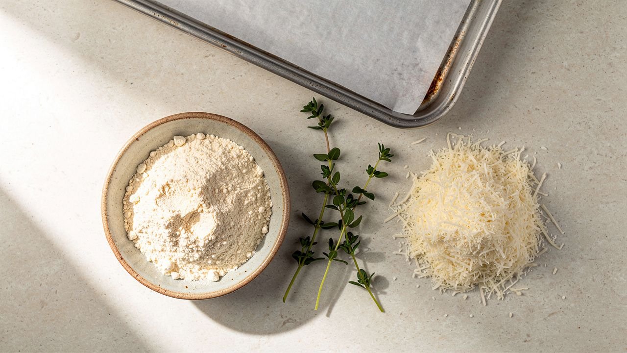 Ingredientes para biscoito de queijo sem farinha de trigo