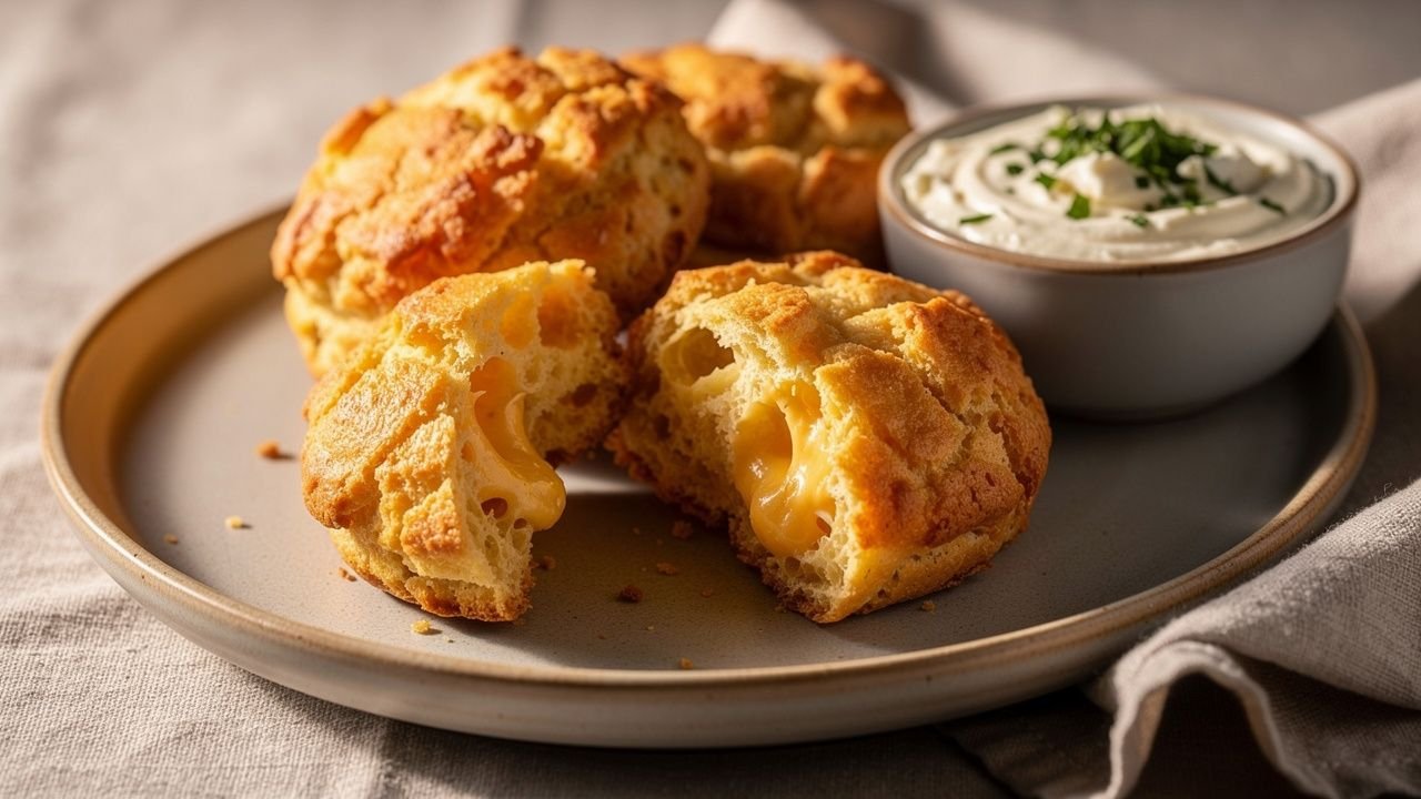 Biscoitos de queijo sem farinha de trigo servidos