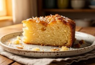 Bolo de aipim com coco dourado