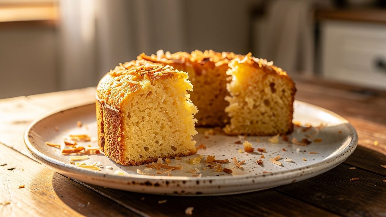 Bolo de aipim com coco cremoso