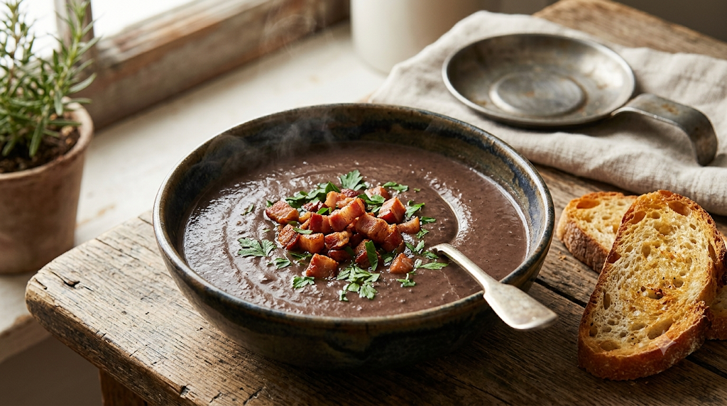 Preparo do caldo de feijão preto cremoso na panela