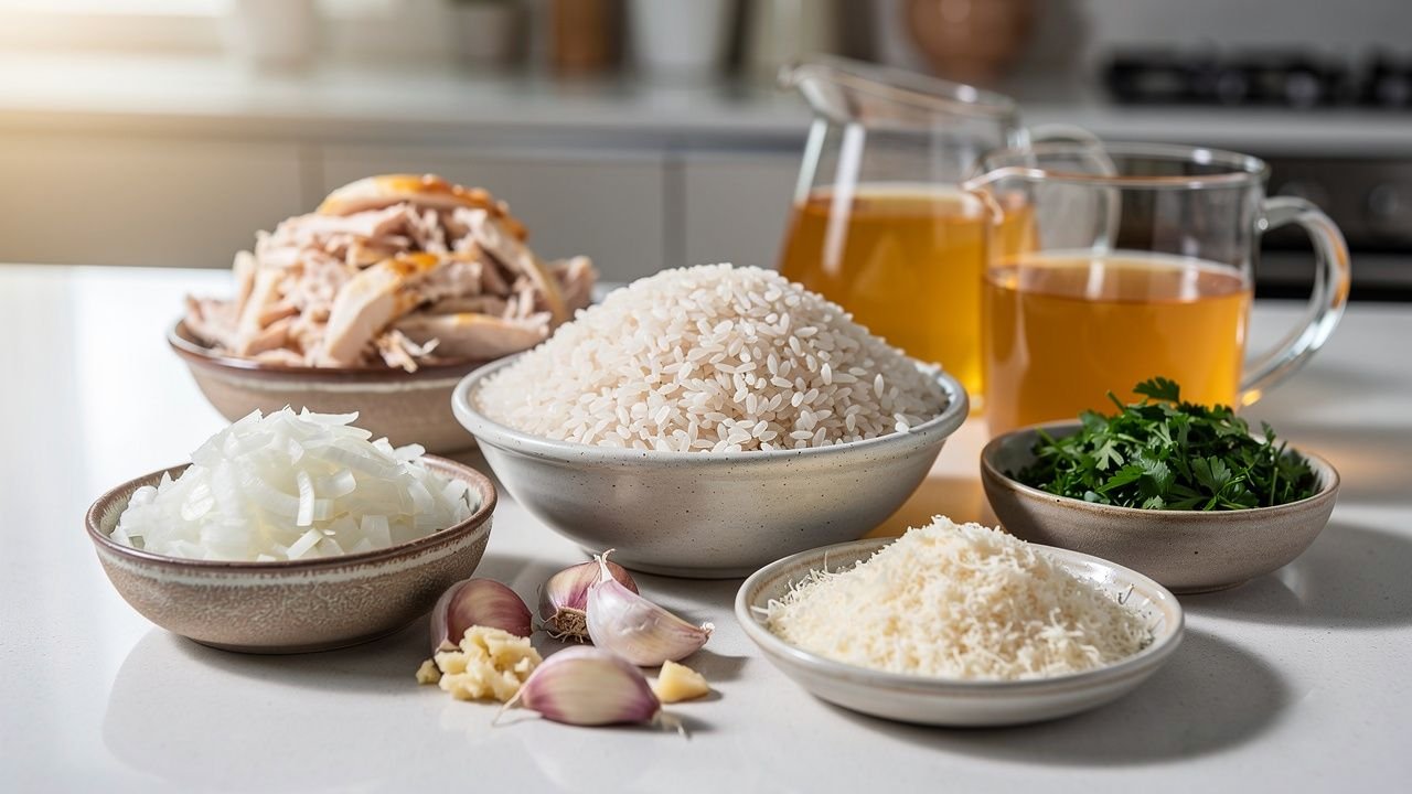 Ingredientes do risoto de frango