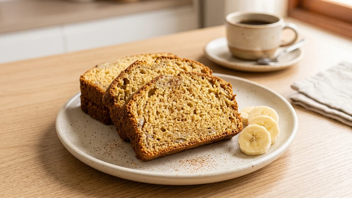 Fatias de pão de banana com canela