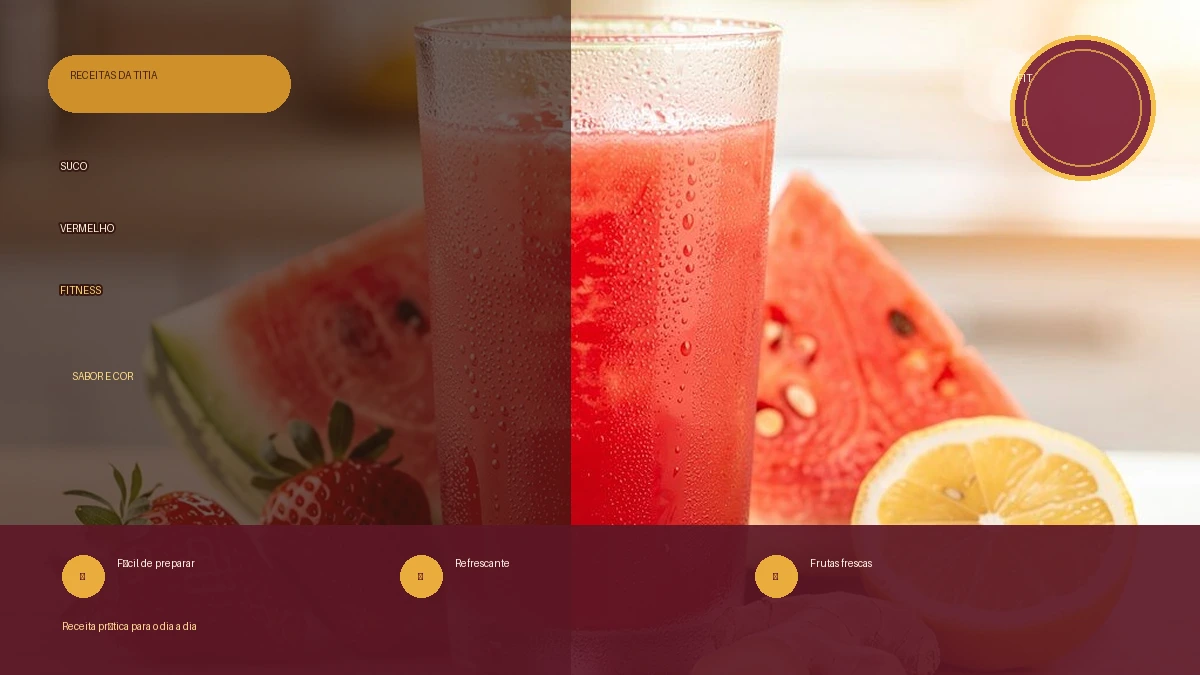 Capa editorial suco vermelho de morango e melancia com limão e gengibre